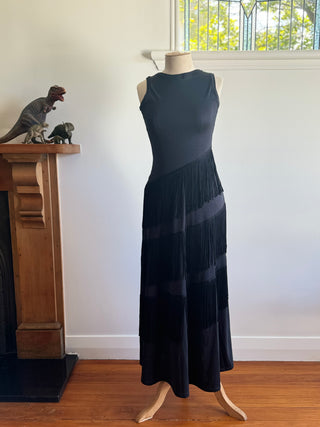 Black Fringe Dress Mr Darren of London - Size 8 (small)