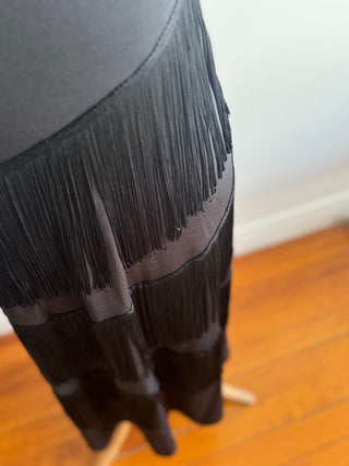 Black Fringe Dress Mr Darren of London - Size 8 (small)