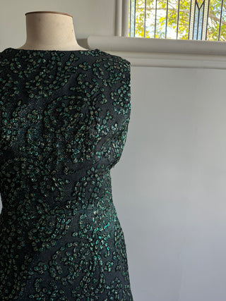 June Mayes 1960s Metallic Brocade Dress - Size Small