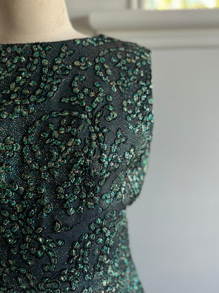 June Mayes 1960s Metallic Brocade Dress - Size Small