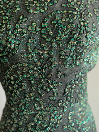 June Mayes 1960s Metallic Brocade Dress - Size Small