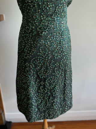 June Mayes 1960s Metallic Brocade Dress - Size Small