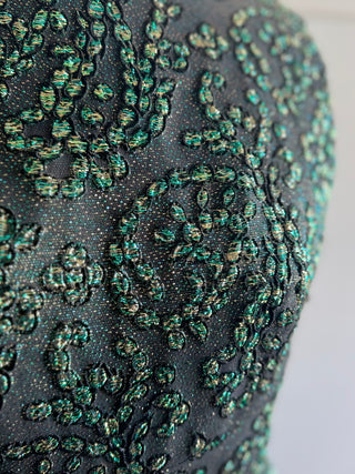 June Mayes 1960s Metallic Brocade Dress - Size Small