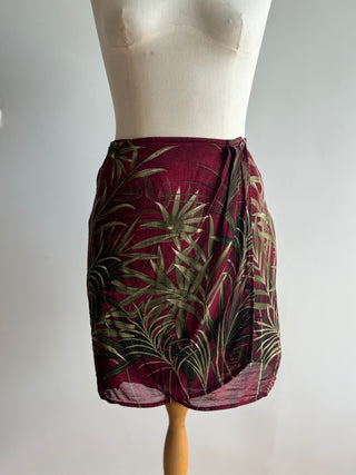Burgundy Vintage Wrap Skirt Size 8-10