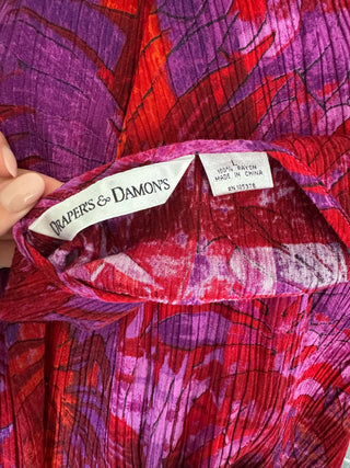 Bright Red and Purple Summer Rayon 90s vintage Dress - Size 10-14