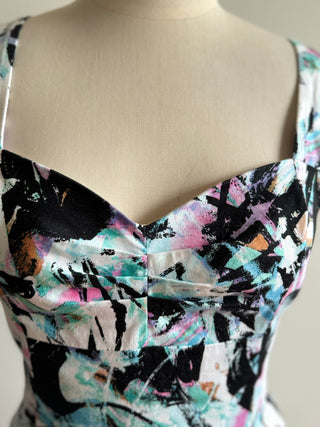 Crazy eighties print dress - Size 10