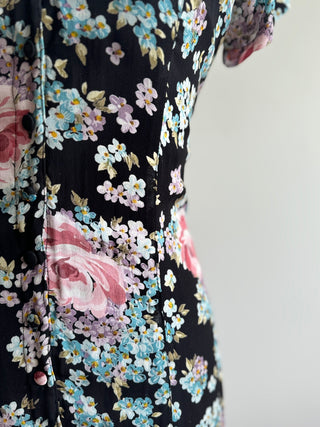 90's Floral Button down dress - Size Small - or 10