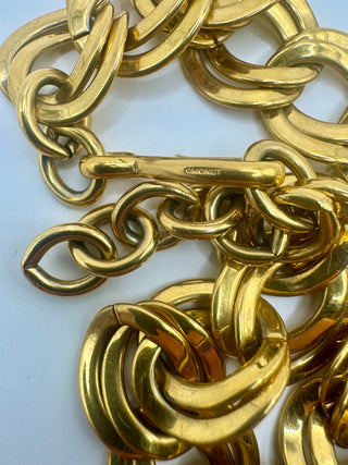 Vintage Monet Gold Tone Statement Chain Set - Necklace, Bracelet and Earrings