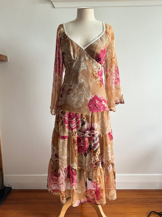 90's Hippy Inspired Floral dress - Size M or 12-14