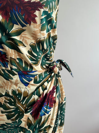 Hawaiian Original Dress Yellow with Tropical Print - Size 8