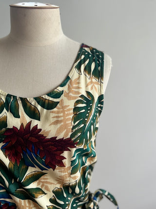 Hawaiian Original Dress Yellow with Tropical Print - Size 8