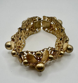 Vintage Gold Tone Floral Panel Bracelet
