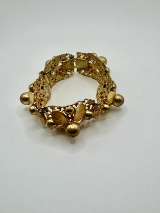 Vintage Gold Tone Floral Panel Bracelet