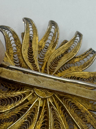 Antique 800 Silver Filigree Starburst Brooch
