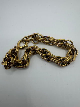 Vintage Gold Tone Chunky Textured Link Bracelet