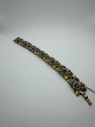 Vintage two tone floral mid century bracelet