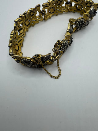 Vintage two tone floral mid century bracelet