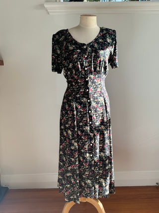 90's Floral Button Down Dress - Size 10
