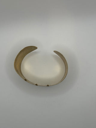 Vintage Gold Tone Brushed Cut with Blue Stone Details