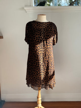 Liz Clairbon Vintage Leopard Print Rayon Dress Size - S-M