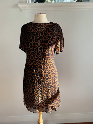 Liz Clairbon Vintage Leopard Print Rayon Dress Size - S-M