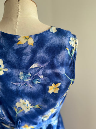 90s Vintage Button Up Summer Rayon Dress Size 10-12