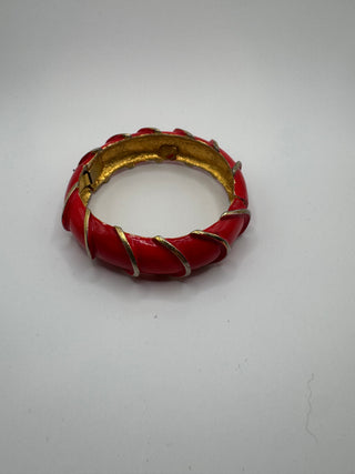 Vintage Original By Robert Red Enamel Clamper Bangle