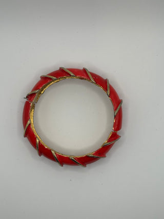 Vintage Original By Robert Red Enamel Clamper Bangle