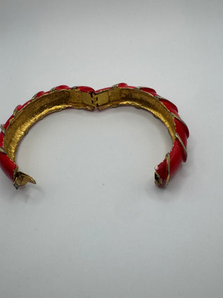 Vintage Original By Robert Red Enamel Clamper Bangle
