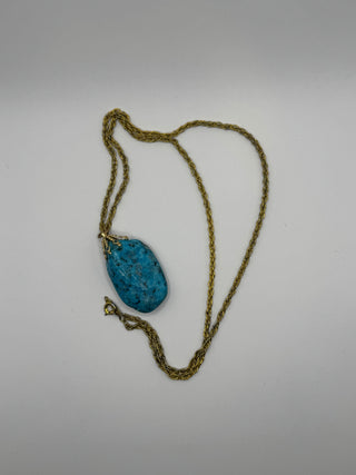 Gold Tone Faux Turquoise Pendant on 60cm gold chain