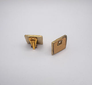 Vintage Clip on Gold Tone Geometric Clip on Earrings