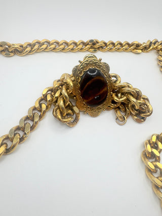 Vintage Chain Belt with Faux TigerEye