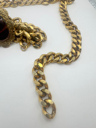 Vintage Chain Belt with Faux TigerEye