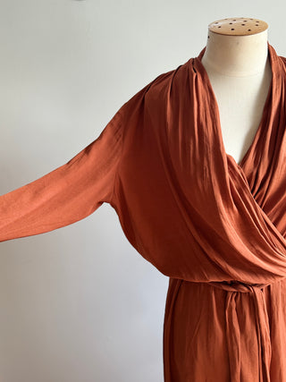 Long Sleeve Black Deck V-Neck Dress - Size 10
