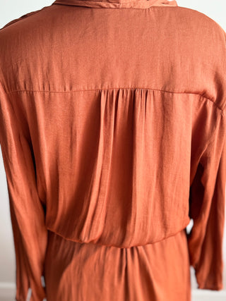 Long Sleeve Black Deck V-Neck Dress - Size 10