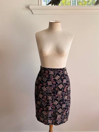 90s Mini Skirt Paisley Print - Size 8-10