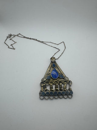 Vintage Turkoman Silver Pendant and Twist Chain