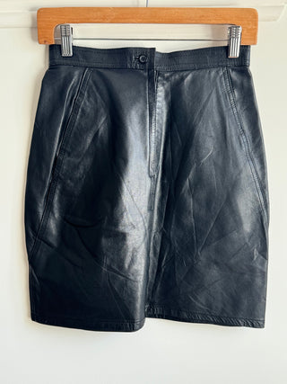 Vintage Black Leather Mini Skirt