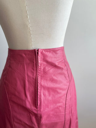 Vintage Pink Leather Skirt