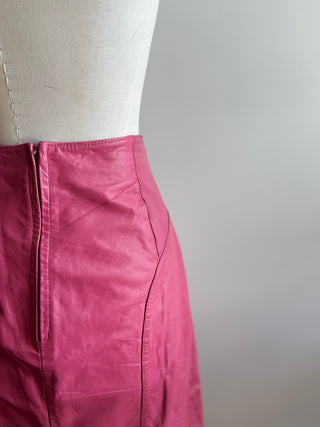 Vintage Pink Leather Skirt