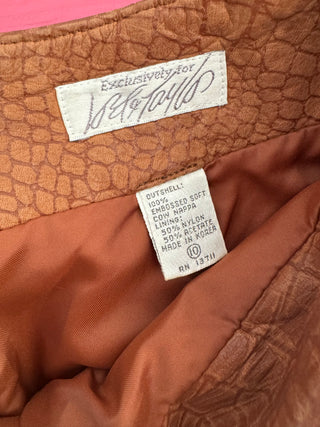 Vintage Leather Brown Midi Skirt Size 10