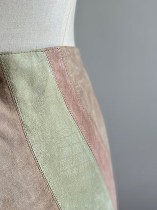 Vintage Suede Skirt - Rainbow Pastel