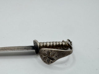 Vintage Sword Pendant with Chain - Plated Silver