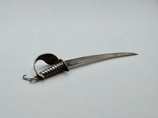 Vintage Sword Pendant with Chain - Plated Silver