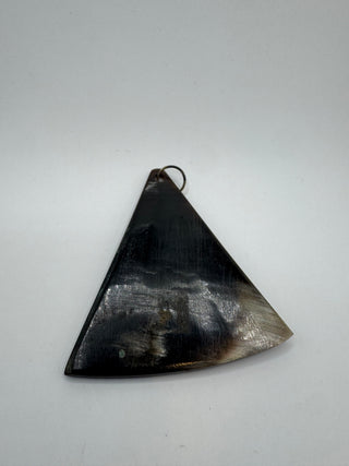 Aztec/Mexican Silver and Abalone Inlay Horn Pendant