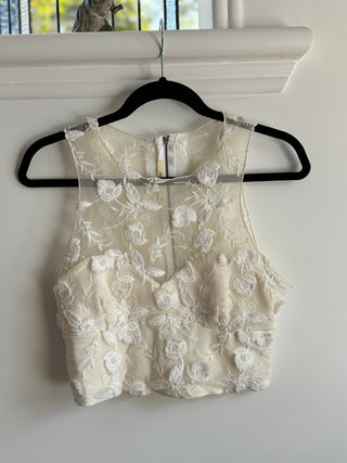Ruby Bustier Tank Top with Embroided Flowers - Size 10