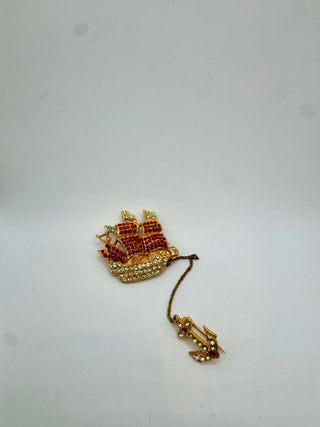 Pirate Ship and Anchor Brooch