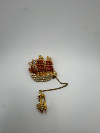 Pirate Ship and Anchor Brooch