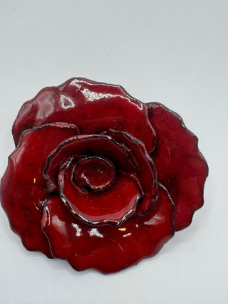 Red Ceramic Rose Brooch
