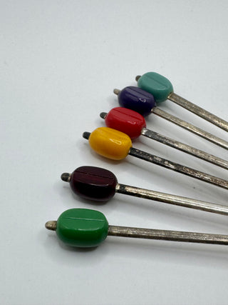 Silver Plate Enamel Coffee Bean Spoons